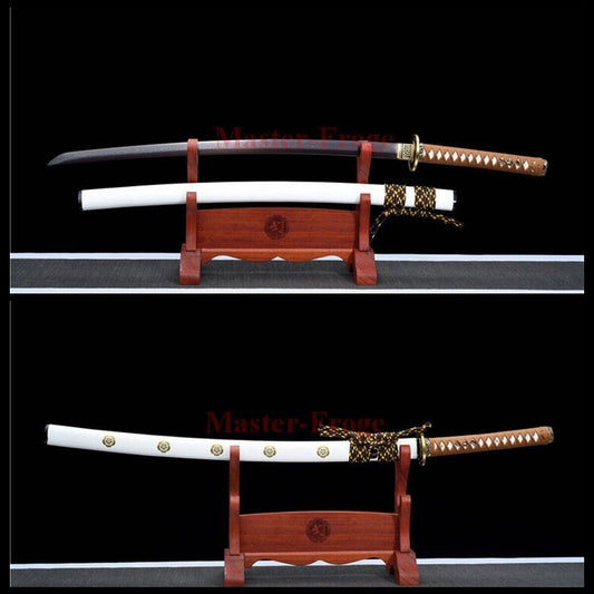 High Quality Japanese Katana Samurai Sword Folded Steel Full Tang Sharp White