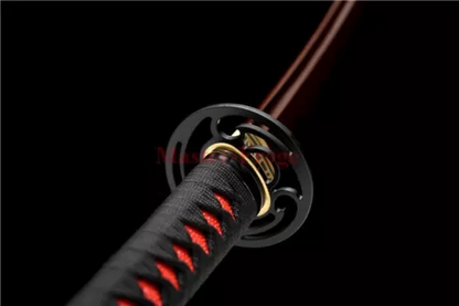 Japanese Katana Sword T10 Steel Clay Tempered Red Blade Real Battle Ready Sharp