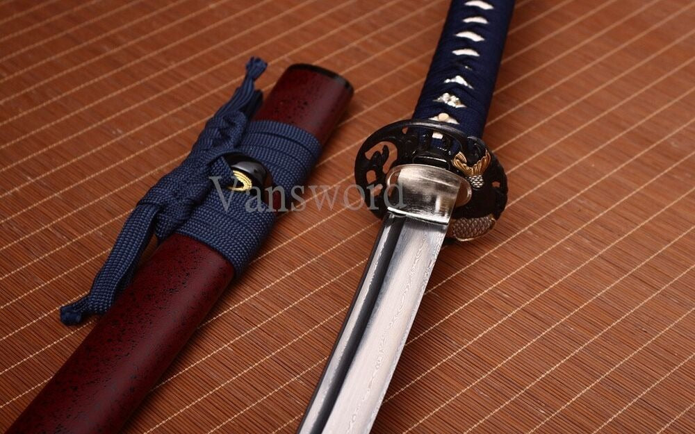 Hand Forged Folded Steel Katana Japanese Samurai Sword Full Tang Iaido Katana