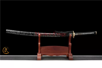 Folded Steel Japanese Katana Samurai Sword Red Battle Ready Full Tang Sharp