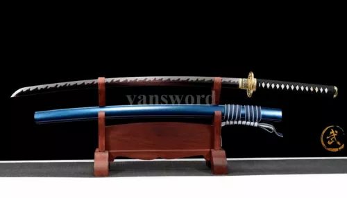 Hand Forge Folded Steel Abrasive Hamon Japanese Katana Sword Battle Ready Sharp