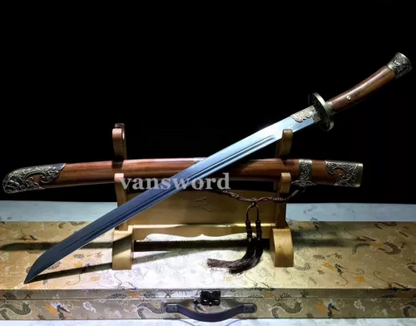 Handforge Folded Steel chinese qing dyansty Dao Full Tang Original Sword Sharp