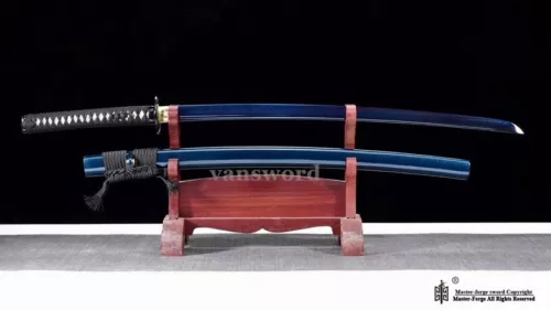 T10 Steel Clay Tempered Blue Blade Real Japanese Katana Samurai Sword Battle