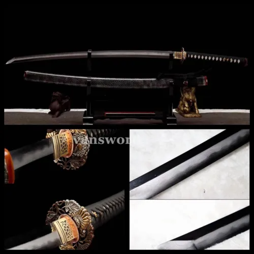 Japanese Samurai Sword Katana Folded Steel Clay Tempered Real Weapons Sharp