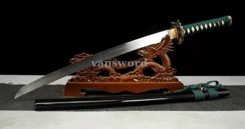 Handmade T10 Steel Clay Tempered Wakizashi Japanese Copper Samurai Sword Sharp