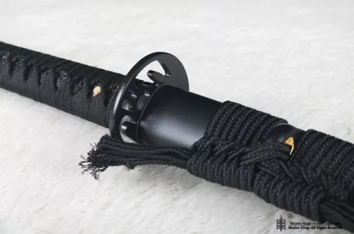 Black Folded Steel Blade Japanese Samurai katana Sword Full Tang Damascus Sharp