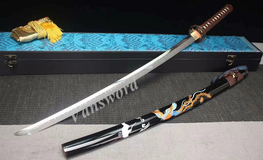 Japanese Samurai Sword Choji Hamon Clay Tempered Handmade Katana L6 Steel Sharp.