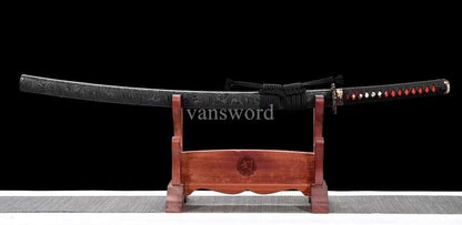 Honsanmai Damascus Steel Japanese Real Katana Samurai Sword With Copper Tsuba.