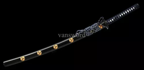 Japanese Katana 1095 High Carbon Steel Blade Samurai Full Tang Black Scabbard.