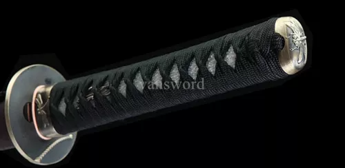 Wakizashi Japanese Samurai Sword T10 Carbon Steel Clay Tempered With Brown Saya.