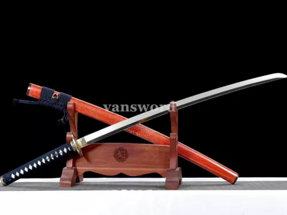 Japanese Katana Sword 9260 Spring Steel Handmade Full Tang Rayskin Saya