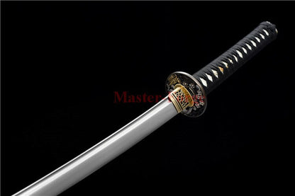 Japanese Real Sword Handmade Damascus Steel Copper Saya With OX Horn Handle