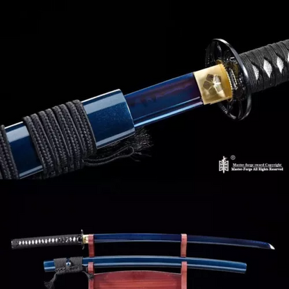 T10 Steel Clay Tempered Blue Blade Real Japanese Katana Samurai Sword Battle