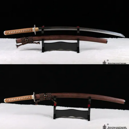 Japanese Katana Samurai Sword Folded Steel Clay Tempered Rosewood Saya Sharp