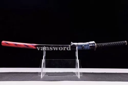 Handmade Real Katana Samurai Sword Folded Steel Clay Tempered Japanese Sharp.