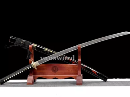 Katana Japanese Samurai Sword T10 Carbon Steel Real Hamon Full Tang Sharp