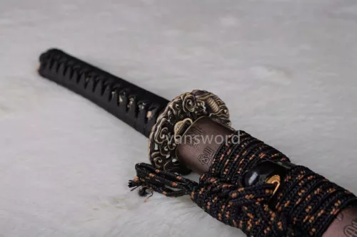 Japanese Hand Forge Folded Steel Clay Tempered Samurai Katana Sword Sharp Blade.