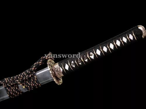 Handmade Folded Steel Katana Japanese Samurai Sharp Real Sword Hammering Pattern