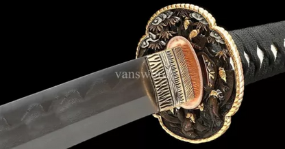 Japanese Katana Damascus Steel Clay Tempered Samurai Sword Battle Ready Sharp.