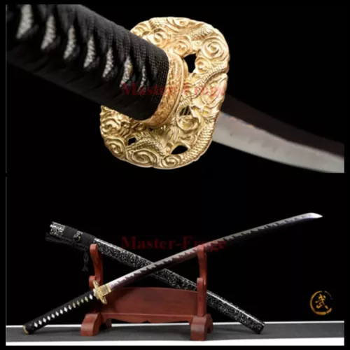 Folded Steel Japanese Katana Samurai Sword Red Battle Ready Full Tang Sharp