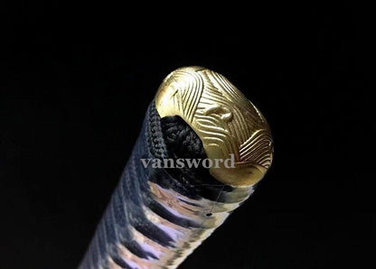 Japanese Abrasived Katana Samurai Sword Folded Steel Clay Tempered Battle Ready.