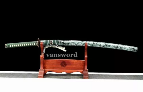 Hand Forged Sharp Folded Steel Japanese Samurai Katana Sword Full Tang Green