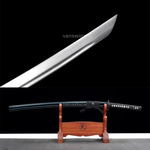 Katana Samurai Sword Hand Forged Damascus Folded Steel Full Tang Iron Tsuba