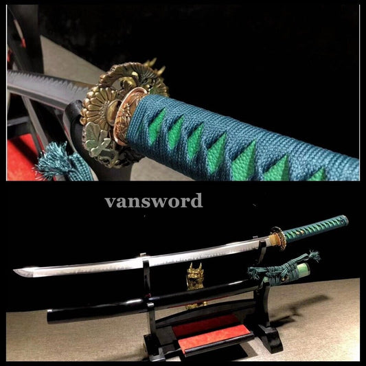 T10 Steel Clay Tempered Handmade Japanese Samurai Katana Real WeaponsSword Sharp