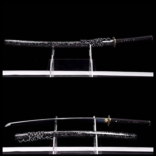 1095 Carbon Steel Japanese Real Katana Samurai Sword Full Tang Sharp Brass Tusba