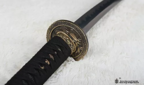 Folded Steel Abrasived Hamon Japanese Samurai Katana Sword Full Tang Real Sharp.