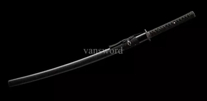 Handmade 1095 High Carbon Steel Katana Japanese Samurai Sword Black Scabbard.