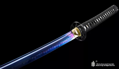 T10 Steel Clay Tempered Blue Blade Real Japanese Katana Samurai Sword Battle.