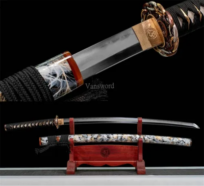 Kobuse Steel Clay Tempered Japanese Samurai Katana Sword Hand Paint Saya 60HRC