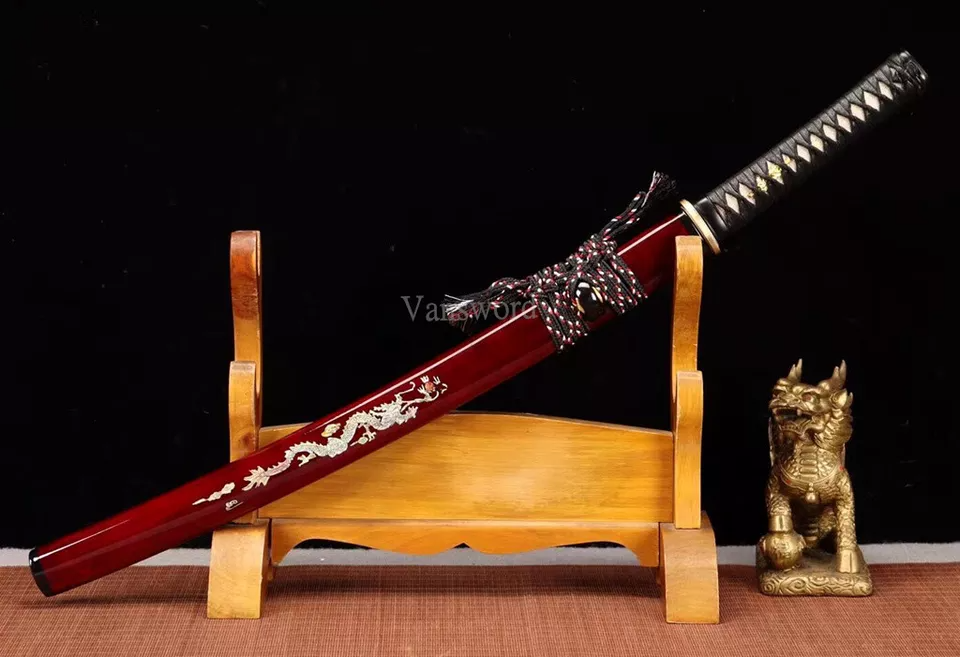 Handmade Wakizashi Japanese Samurai Sword Choji Hamon L6 Steel Clay Tempered