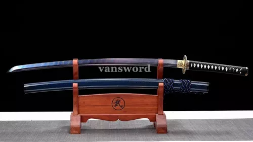 Hand Forged Damascus Folded Steel Japanese Real Katana Samurai Sword Sharp Blue