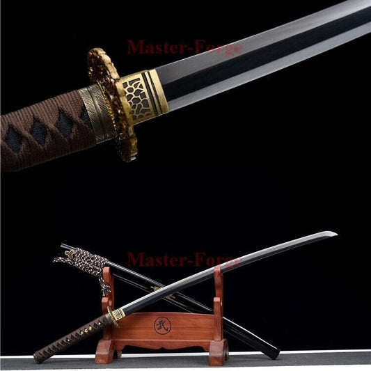 High Quality 1095 Carbon Steel Japanese Samurai Full Tang Sword Katana Black.