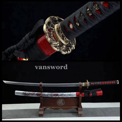 Handforge T10 Steel Clay Tempered Steel Japanese Katana Sword Samurai Sharp