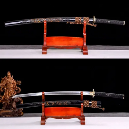 Japanese Katana Clay Tempered Differential Hardened T10 Steel Sword Dragon Saya