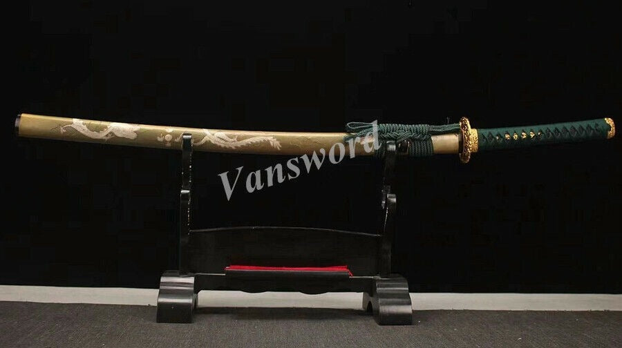 Honsanmai Clay tempered Japanese Samurai Katana Sword Full Tang Hand Carved Saya