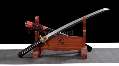 Wakizashi Samurai Sword Hand Forged T10 Steel Clay Tempered Japanese Real Sharp