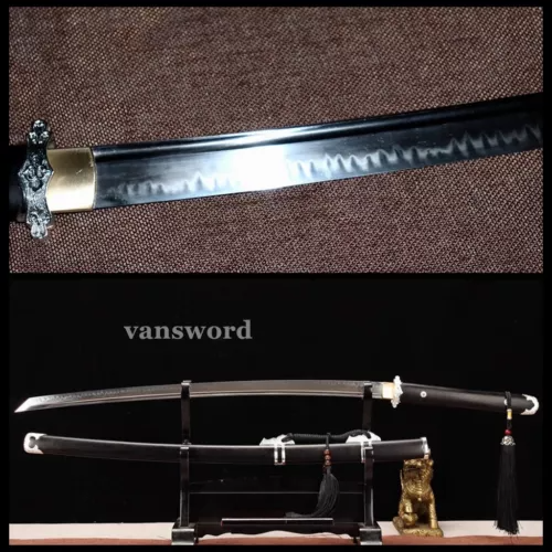 Clay Tempered T10 Steel Chinese Tang Dynasty Dao Katana Sword Ebony Saya Sharp