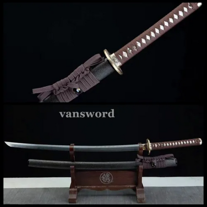 Japanese Katana Samurai Sword Hand Forged Folded Steel Clay Tempered Full Tang