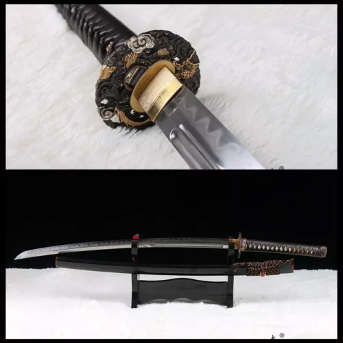 Japanese Folded Steel Clay Tempered Samurai Katana Sword Real Sharp Full Tang