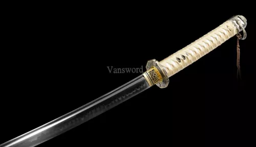 T10 Steel Clay Tempered 98 Saber Japanese Katana Samurai Sword Green Saya