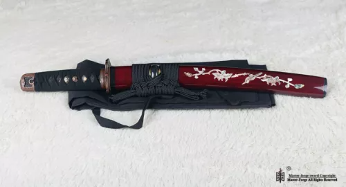 T10 Clay Tempered Tanto Mini Knife Japanese Samurai Sword Shell Inlaid Saya