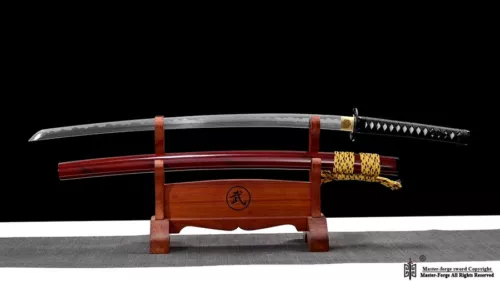 Folded Steel Handmade Katana Japanese Samurai Sword Abrasive Hamon Full Tang