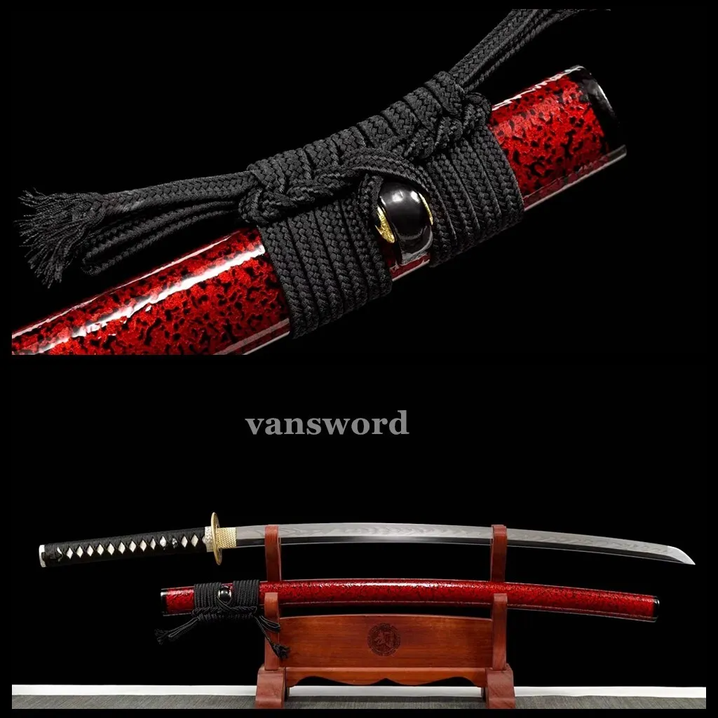 T10 Steel Clay Tempered Japanese Katana Samurai Sword Full Tang Battle Ready.