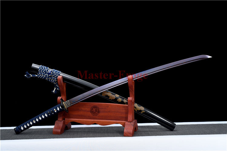 Hand forged Japanese Samurai Katana Sword Blue Folded Steel Full Tang Sharp