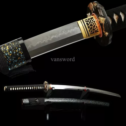 T10 Steel Clay Tempered Real Japanese Katana Samurai Battle Real Hamon Full Tang