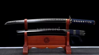 Japanese Wakizashi Sword Clay Tempered Folded Steel Sharp Battle Ready Full Tang